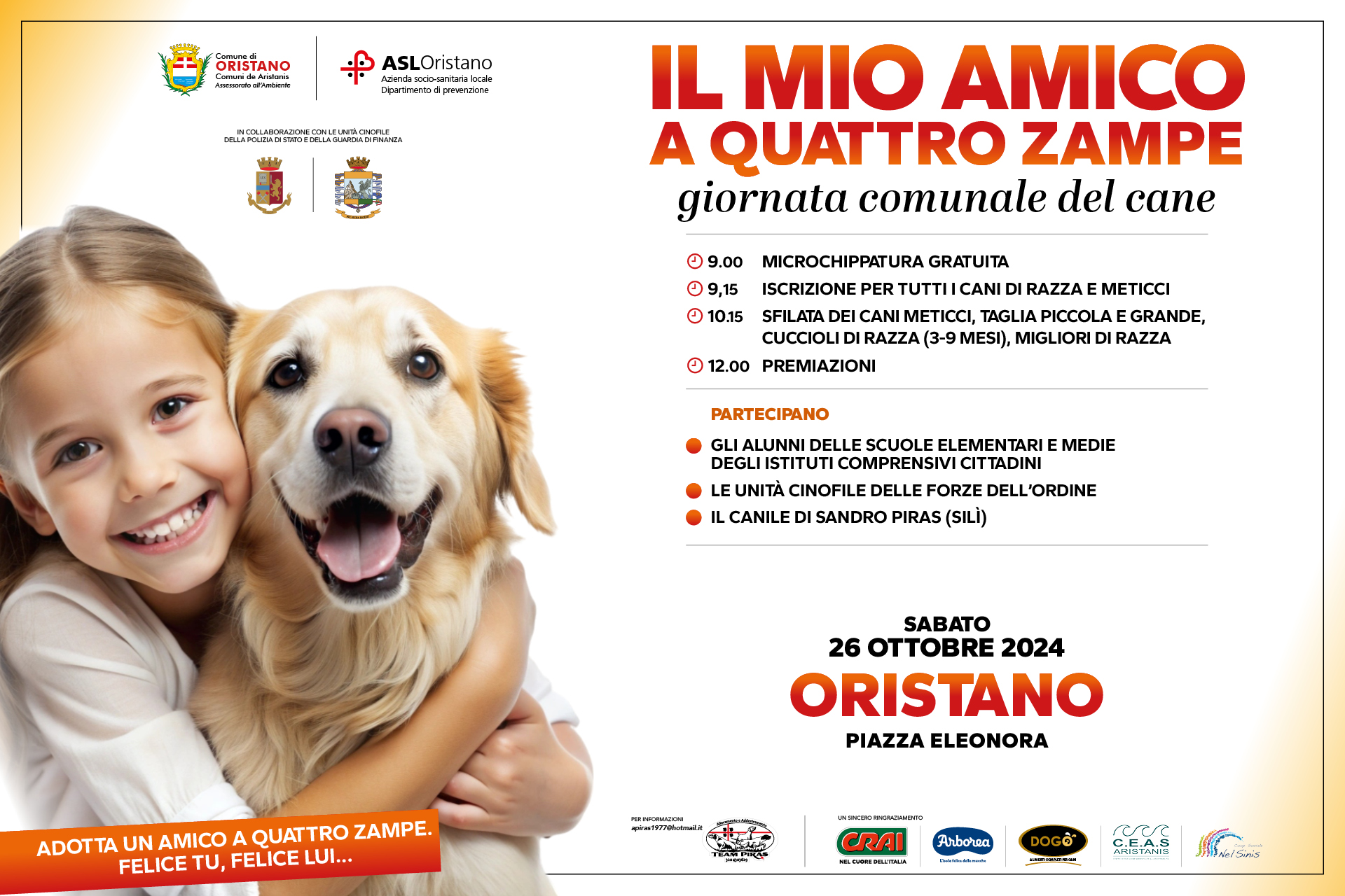 Domani ad Oristano uomini e cani “amici” in piazza Eleonora