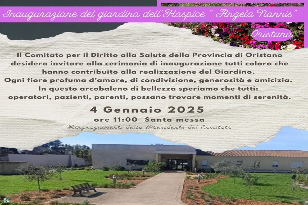 Sabato 4 l’inaugurazione: “fiorisce” il giardino dell’Hospice